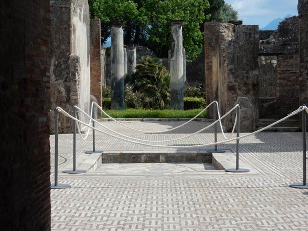 VIII.3.8 Pompeii. May 2016. Looking south across the impluvium in the atrium towards the tablinum and peristyle. Photo courtesy of Buzz Ferebee.