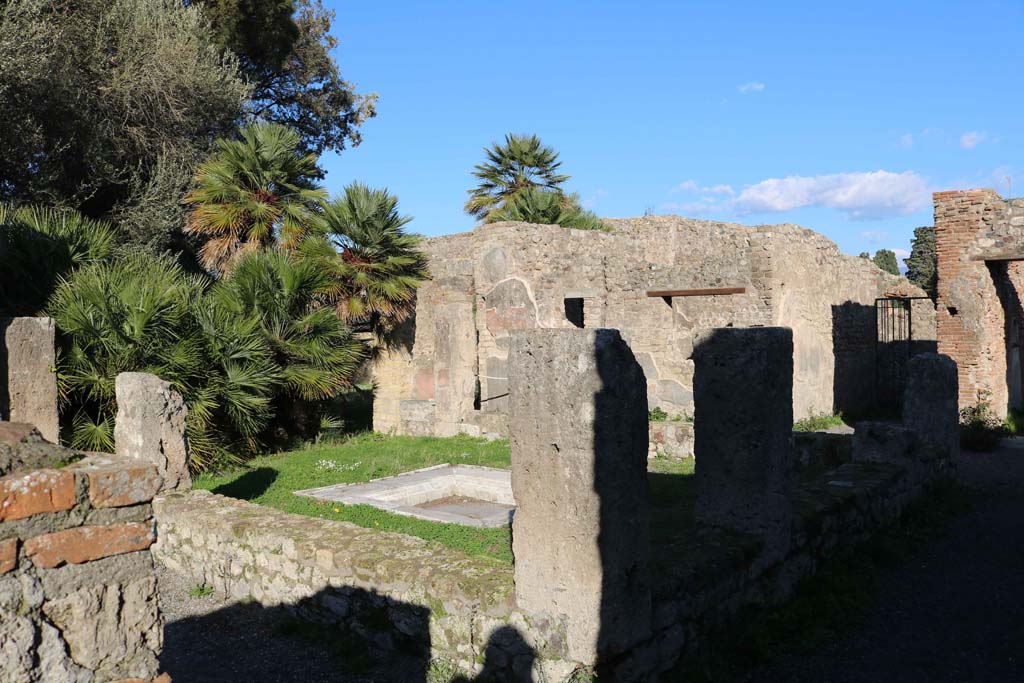 VIII.3.14, Pompeii. December 2018. 
Looking north-east across atrium, from south-west corner near doorway to triclinium. Photo courtesy of Aude Durand.