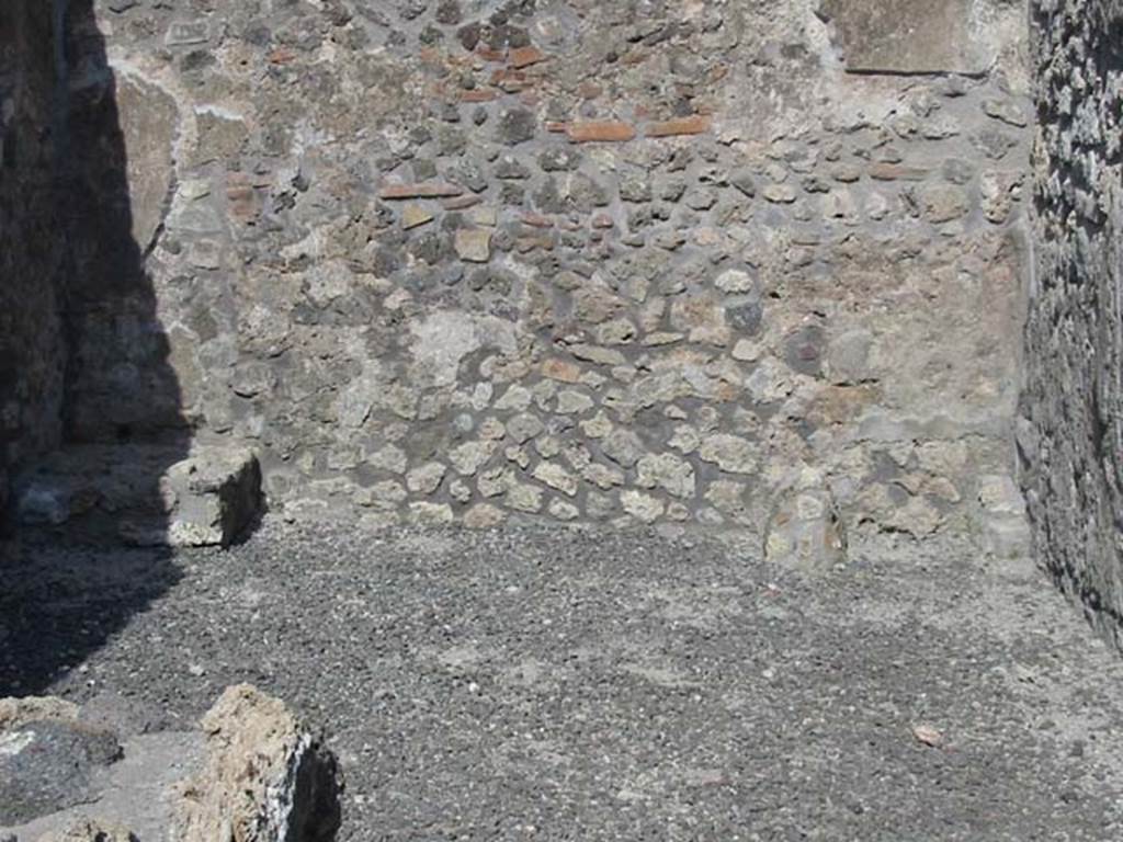VIII.3.23 Pompeii. May 2003. 
East wall of rear room, with base of stairs, on left, and possibly latrine, on right. Photo courtesy of Nicolas Monteix.
According to Fiorelli, the rear room contained the mark of stairs to the upper floor and latrine.
See Pappalardo, U., 2001. La Descrizione di Pompei per Giuseppe Fiorelli (1875). Napoli: Massa Editore. (p.125)