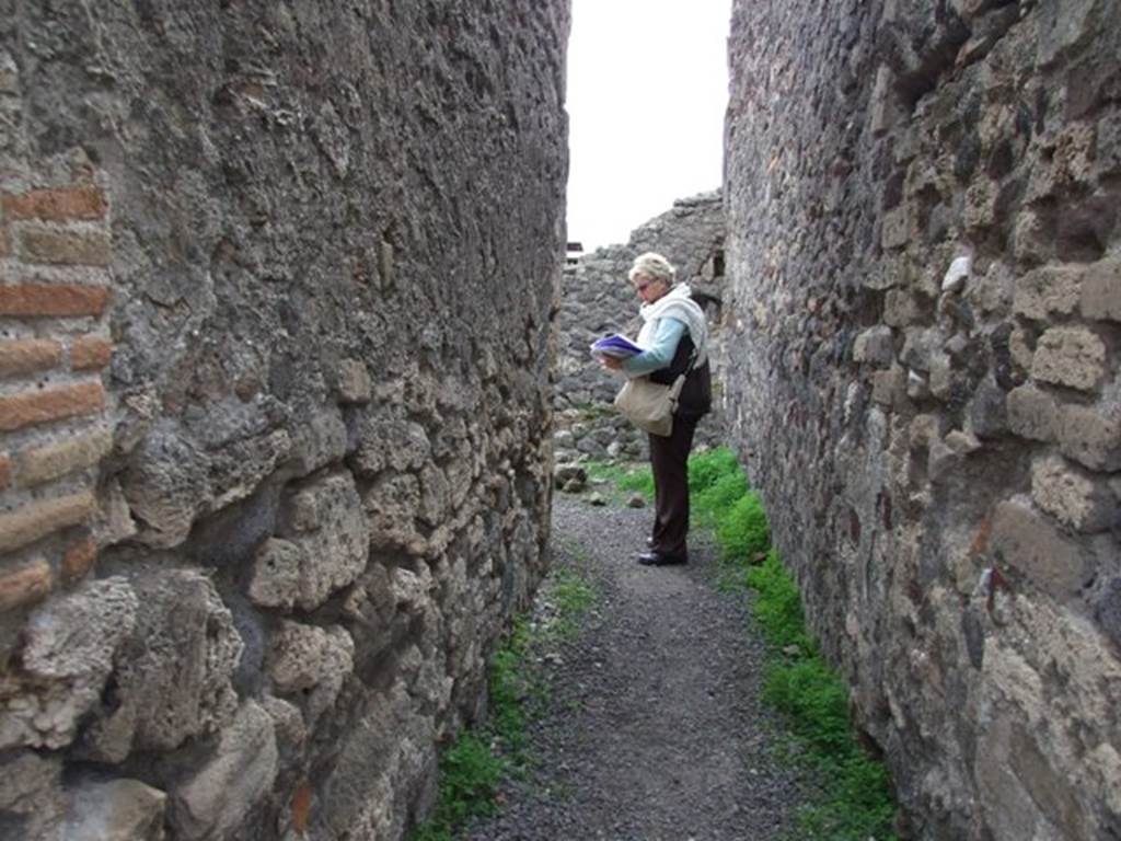 VIII.3.27 Pompeii. December 2007.  Corridor leading from peristyle to kitchen area in the south-east corner of the peristyle.