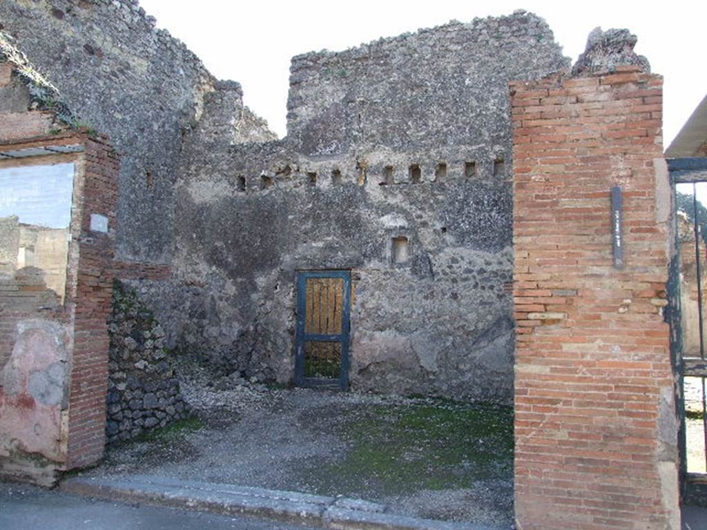 VIII.4.5 Pompeii. December 2006. Entrance.  On the pilaster on the left, near VIII.4.6, painted graffiti was found in 1855.