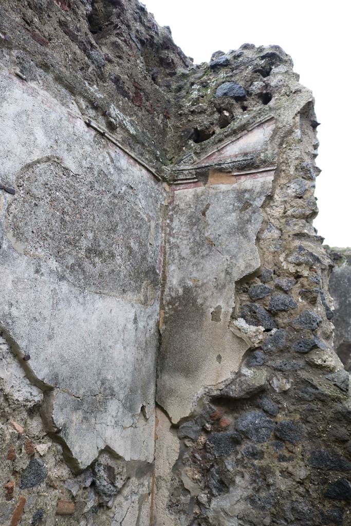 VIII.4.12, Pompeii. December 2018. 
Detail of remaining stucco and vaulted ceiling cornice from an unknown room, perhaps on the east side. ?
Photo courtesy of Aude Durand.
