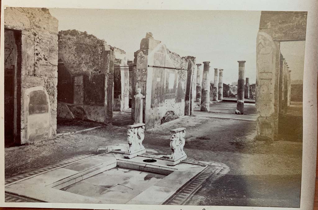 VIII.4.15, Pompeii. From an album dated January 28, 1894. Looking south from atrium towards tablinum and peristyle.
Photo courtesy of Rick Bauer.