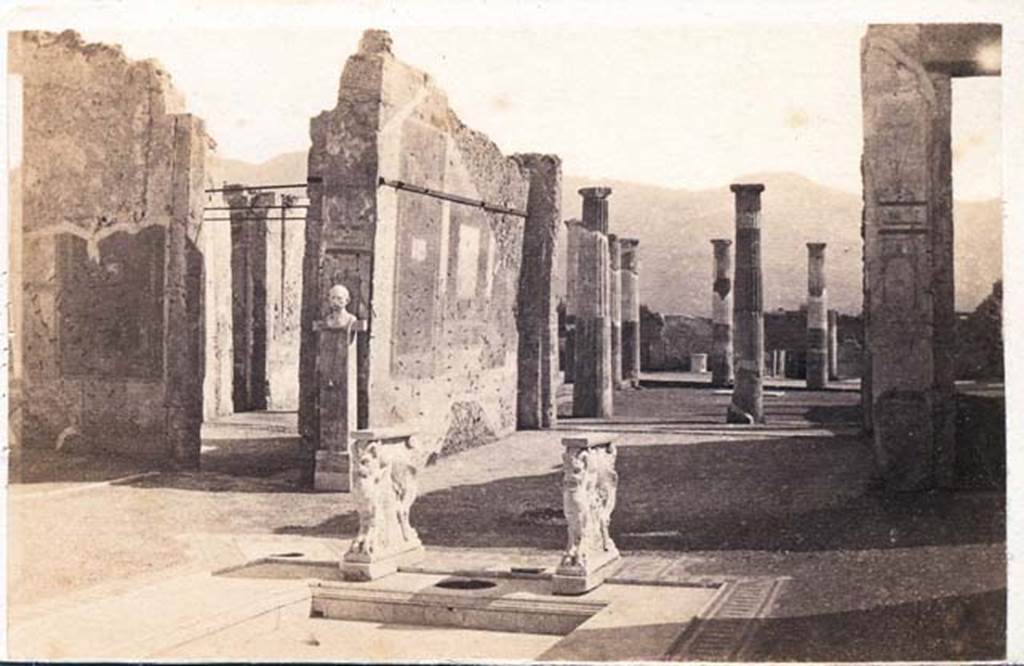 VIII.4.15 Pompeii. Between 1867 and 1874. Looking south from atrium towards tablinum.
Photo by Sommer and Behles. Photo courtesy of Charles Marty.