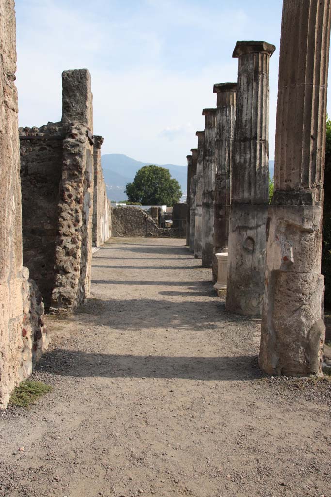VIII.4.15 Pompeii. September 2021. 
Looking south on east portico from outside room 13, on left. Photo courtesy of Klaus Heese.