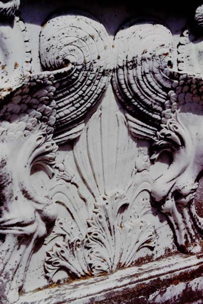 VIII.4.15 Pompeii. 1966. Detail of the intricate carving of a table support. Photo by Stanley A. Jashemski.
Source: The Wilhelmina and Stanley A. Jashemski archive in the University of Maryland Library, Special Collections (See collection page) and made available under the Creative Commons Attribution-Non Commercial License v.4. See Licence and use details.
J66f0575