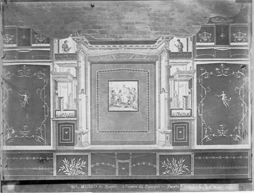 VIII.4.34 Pompeii. 1862 painting of tablinum, north wall by Antonio Ala.
Photograph c.1880s by Achille Mauri.
