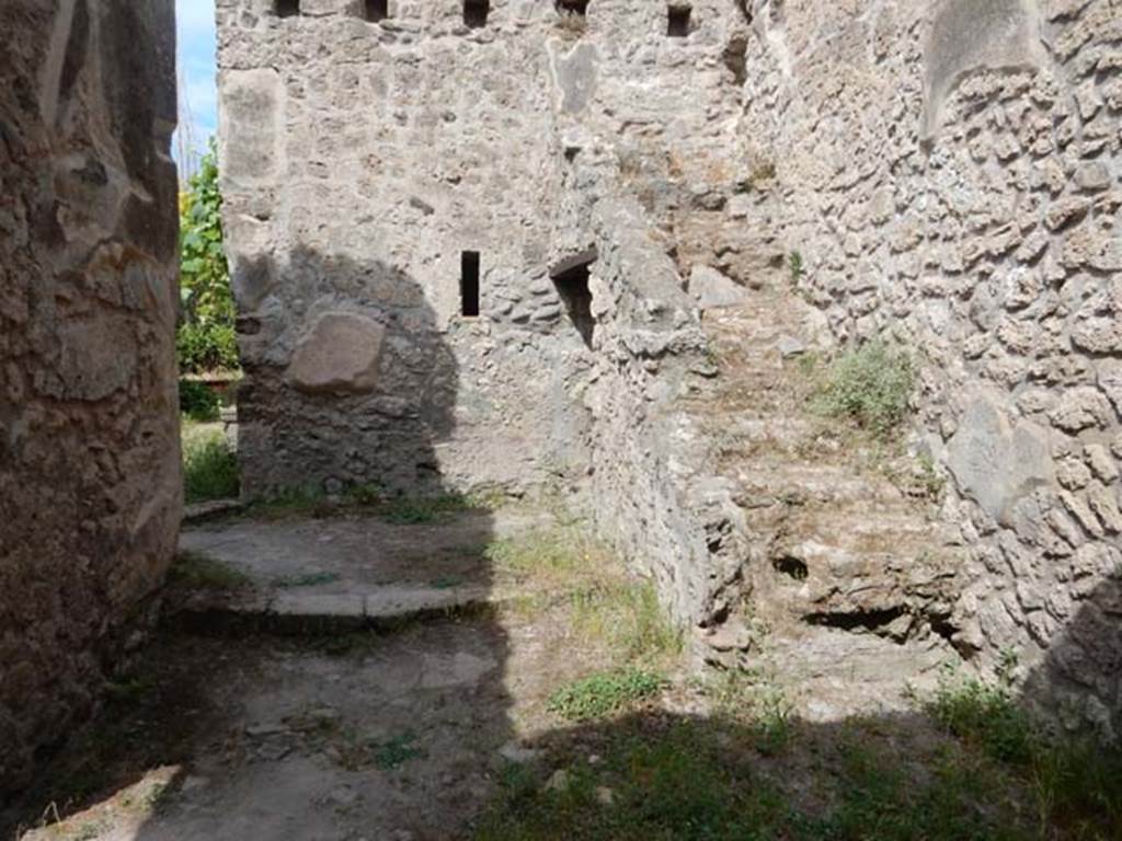 VIII.5.15 Pompeii. May 2017. Room 1, looking west to stairs to upper floor in north-west corner. Photo courtesy of Buzz Ferebee.