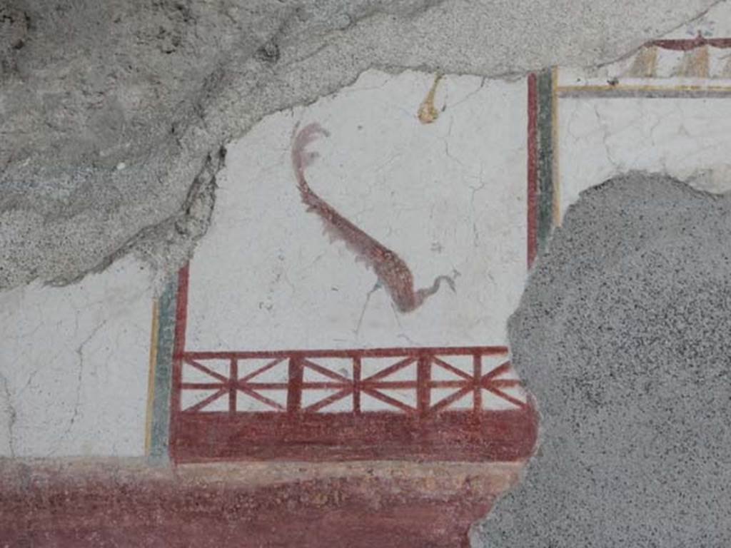 VIII.5.37 Pompeii. May 2017. Room 13, detail from upper east end of south wall after restoration.  Photo courtesy of Buzz Ferebee.