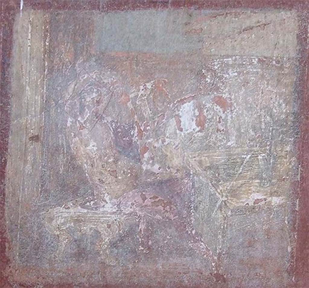 VIII.5.37 Pompeii. September 2005. 
Room 13, oecus. Wall painting of Apollo Citharista and Muse, from centre of the north wall.