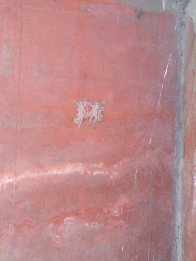 VIII.5.37 Pompeii. March 2009. Room 14, painting of floating figures from south end of east wall of oecus.