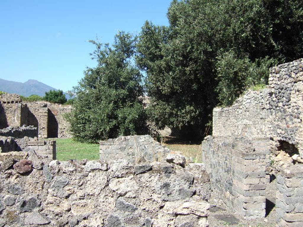 VIII.6.4 Pompeii. September 2005. Looking north across triclinium and corridor, to site of peristyle/garden.
See Rivista di Studi Pompeiani, XV, 2004, for a “Scavi stratigrafici” (p.39-40).
This seems to refer to an excavation near the east wall of the garden area, and also into the neighbouring garden area of VIII.6.6.
However, please note, they show this house as VIII.6.3, and the garden area to the east as VIII.6.5 (our number is VIII.6.6).