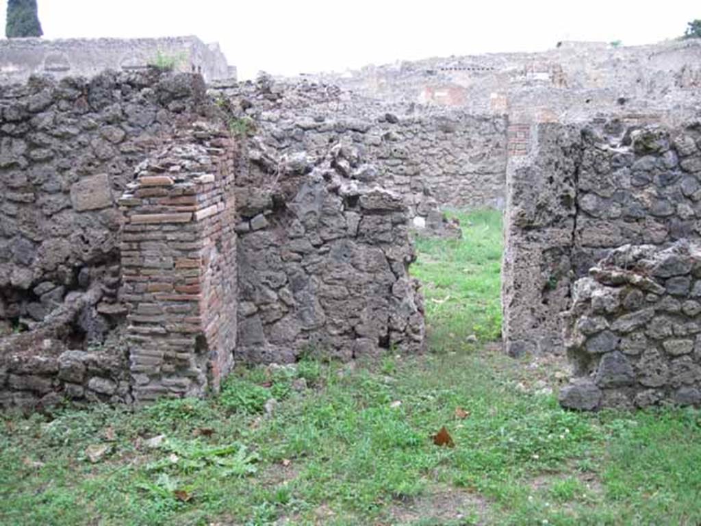 VIII.7.1 Pompeii. September 2010. Doorway (partially blocked out) to VIII.7.3 looking north. Photo courtesy of Drew Baker.