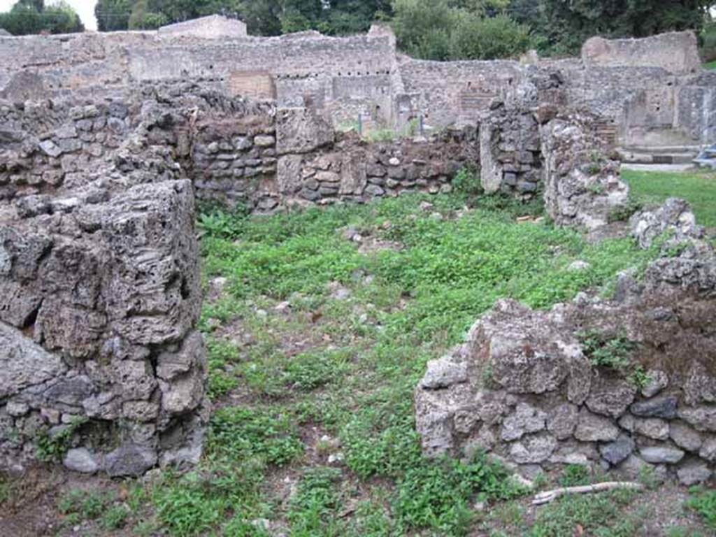 VIII.7.1 Pompeii. September 2010. Room east of corridor, Fiorelli thought possibly a stable.  Looking east towards Via Stabiana.  Photo courtesy of Drew Baker.