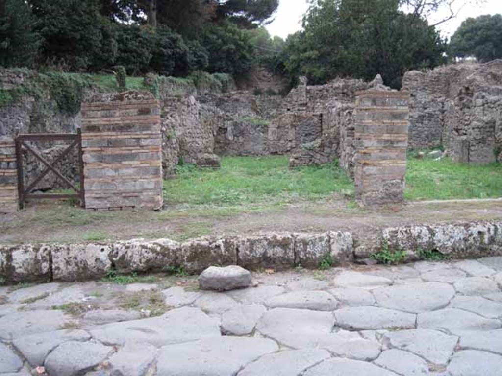VIII.7.3 Pompeii. September 2010. Entrance on Via Stabiana. Looking west (across street). Photo courtesy of Drew Baker.