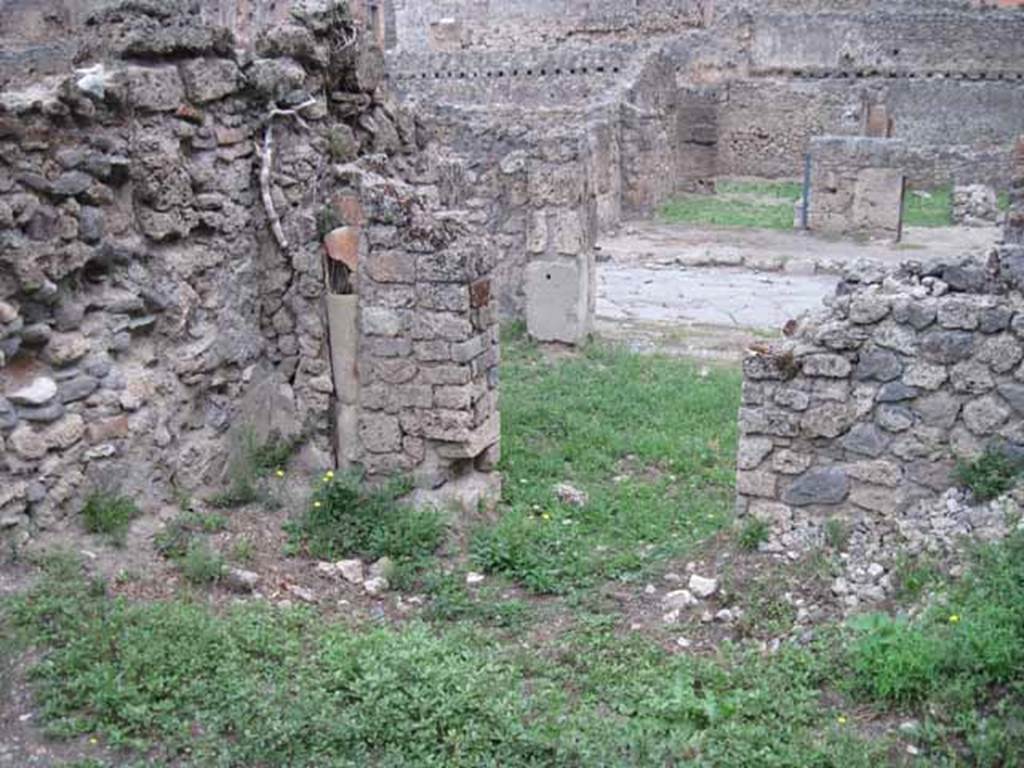 VIII.7.5 Pompeii. September 2010. Doorway from rear room, looking east into workshop and entrance onto Via Stabiana. Photo courtesy of Drew Baker.