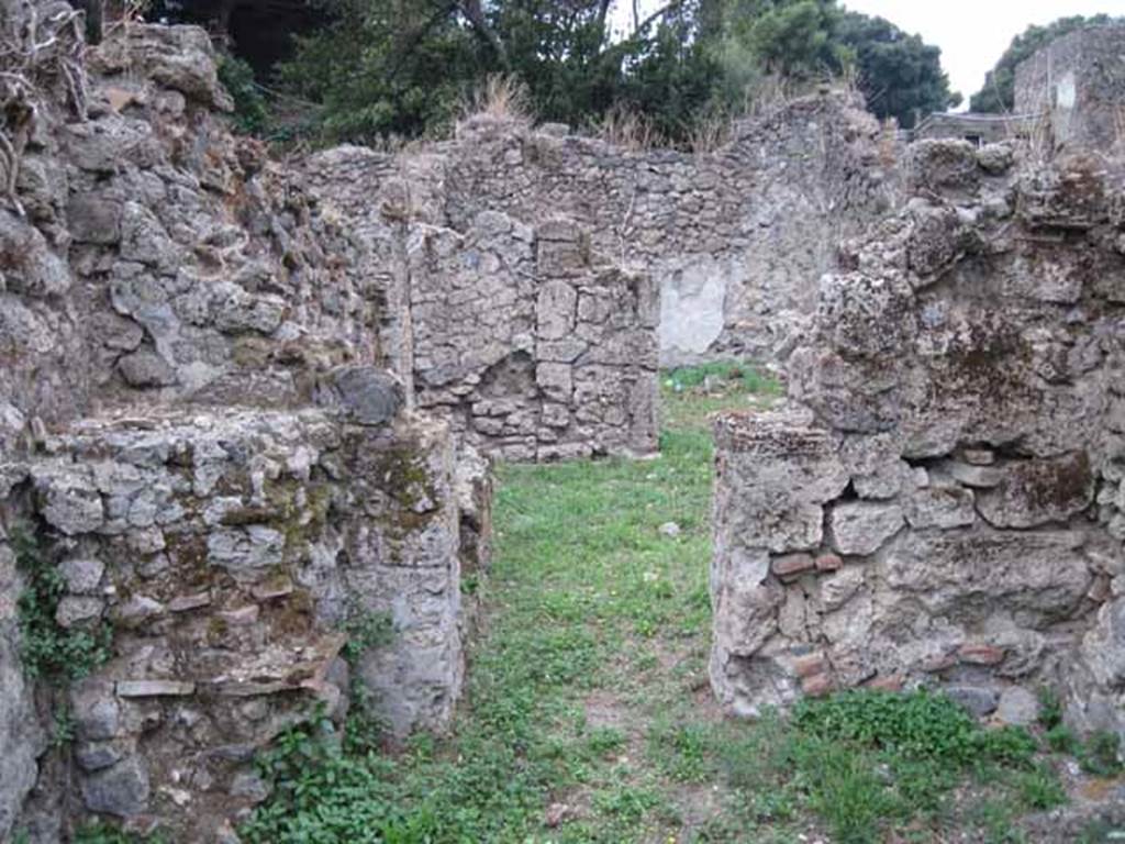 VIII.7.5 Pompeii. September 2010.  Looking west towards atrium of VIII.7.6 and rear, from room on north side of entrance. Photo courtesy of Drew Baker.