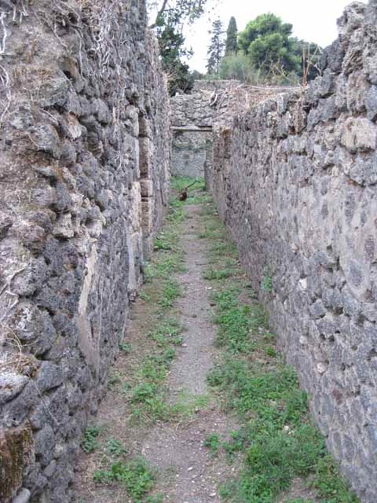 VIII.7.6 Pompeii. September 2010.  Corridor on north side from tablinum, looking west towards rear. Photo courtesy of Drew Baker.