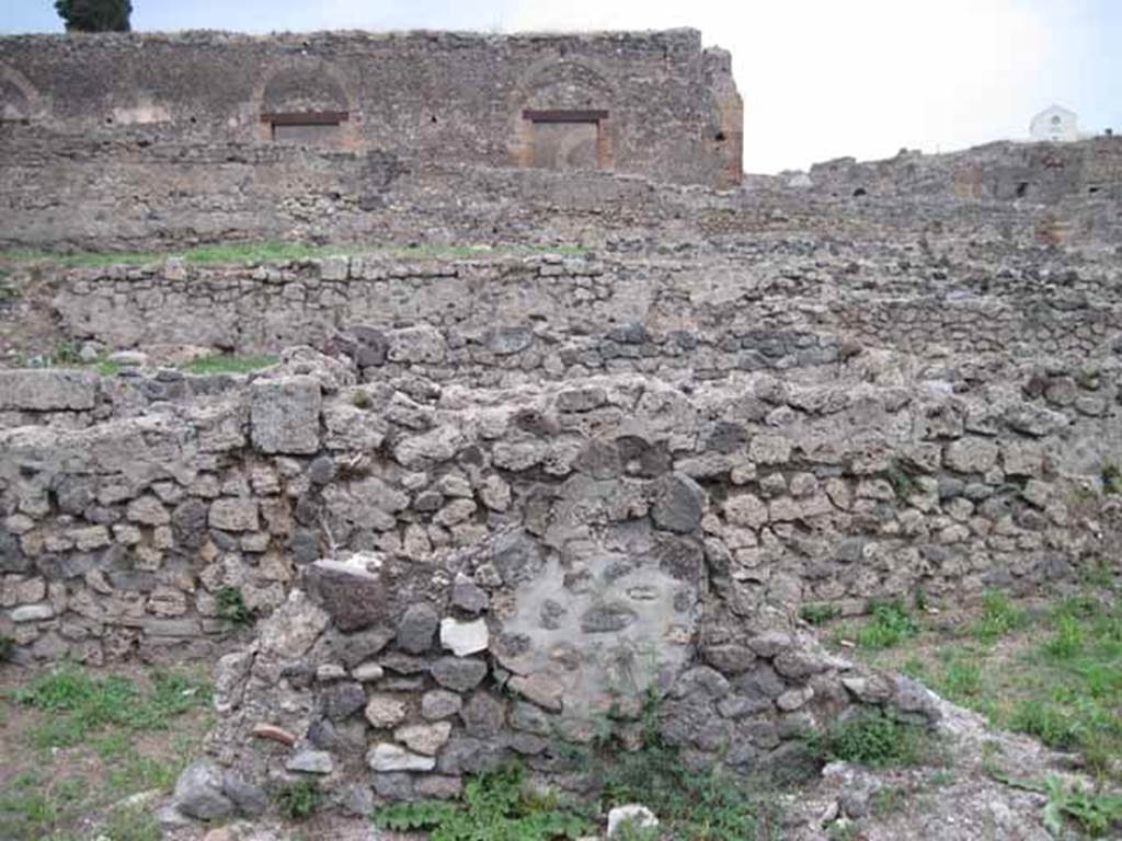VIII.7.11 Pompeii. September 2010. North wall of triclinium with two doorways to corridor, looking north. Photo courtesy of Drew Baker.