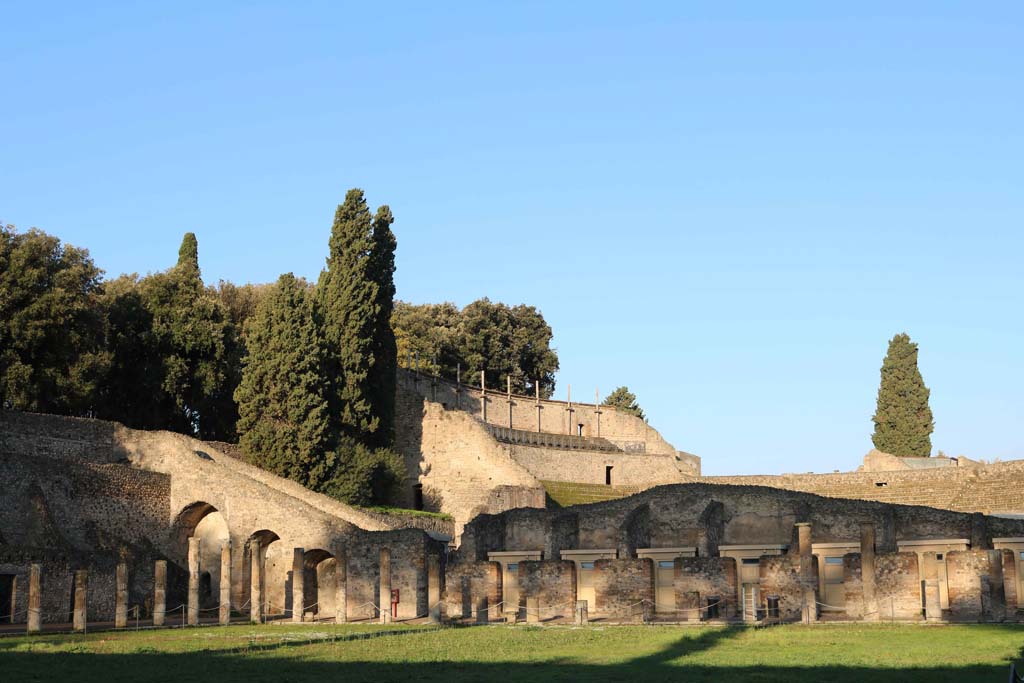 VIII.7.16 Pompeii. December 2018. 
Looking north-west towards steps to Triangular Forum and Large Theatre, from south side. Photo courtesy of Aude Durand.