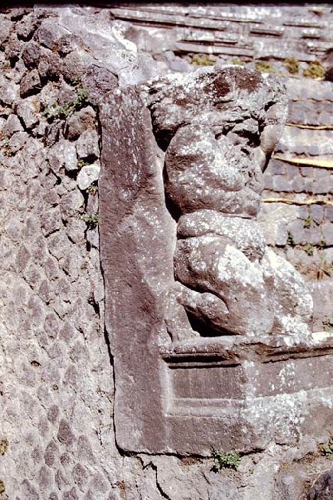 VIII.7.19 Pompeii. 1968. West side. Statue of Kneeling Atlas. Photo by Stanley A. Jashemski.
Source: The Wilhelmina and Stanley A. Jashemski archive in the University of Maryland Library, Special Collections (See collection page) and made available under the Creative Commons Attribution-Non Commercial License v.4. See Licence and use details.
J68f1167
