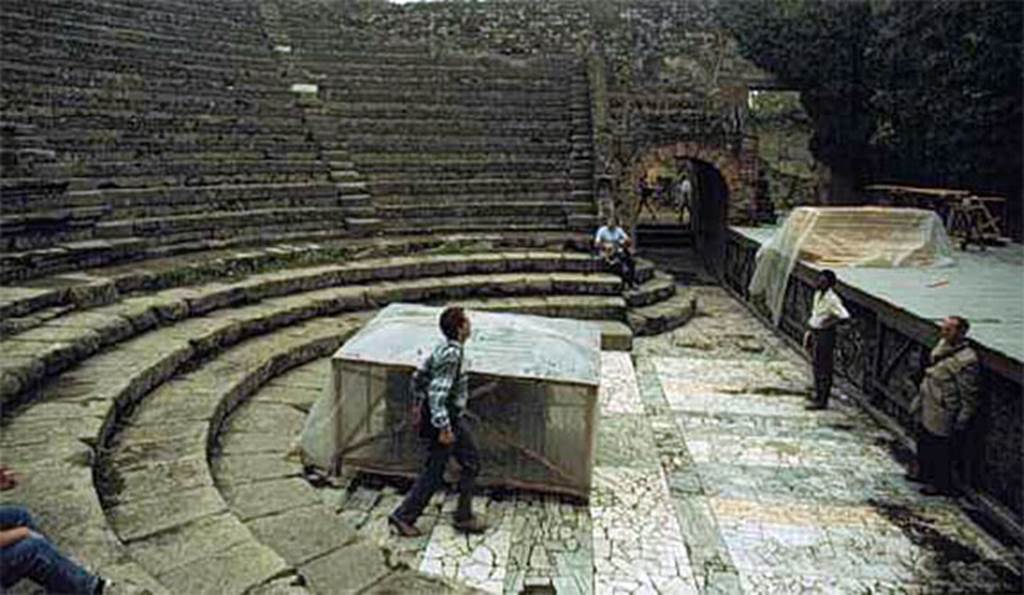 VIII.7.19 Pompeii. 1988. Looking east across the floor of the Theatre.
Photo courtesy of Leo C. Curran.