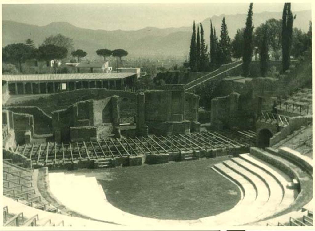 VIII.7.21 Pompeii. 1940. Looking south from top of Large Theatre. Photo courtesy of Rick Bauer.