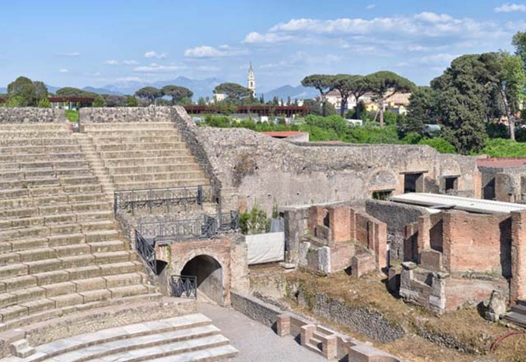 VIII.7.21 Pompeii. April 2018. Looking east across Large Theatre. Photo courtesy of Ian Lycett-King. 
Use is subject to Creative Commons Attribution-NonCommercial License v.4 International.
