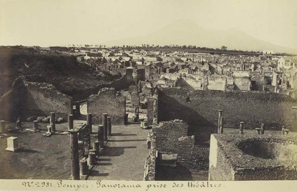 VIII.7.20 Pompeii. Pre 1873 photo by Amodio, no.2981. Looking north from Large Theatre. Photo courtesy of Rick Bauer.