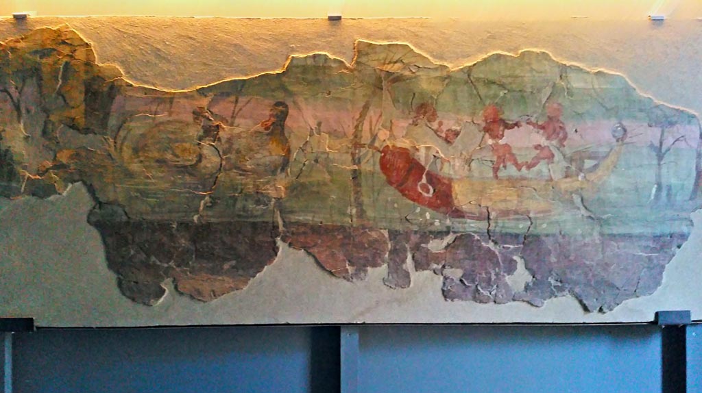 VIII.7.24 Pompeii. 2016/2017. 
Fragment of a painting originally part of a larger illustration with Nilotic subject that decorated the peristyle. 
Found on the north wall of the peristyle in 1955. Photo courtesy of Giuseppe Ciaramella.