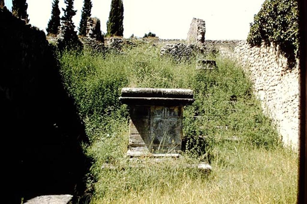 VIII.7.25 Pompeii. 1959. Looking west to the altar and steps, leading to the temple. Photo by Stanley A. Jashemski.
Source: The Wilhelmina and Stanley A. Jashemski archive in the University of Maryland Library, Special Collections (See collection page) and made available under the Creative Commons Attribution-Non Commercial License v.4. See Licence and use details.
J59f0258