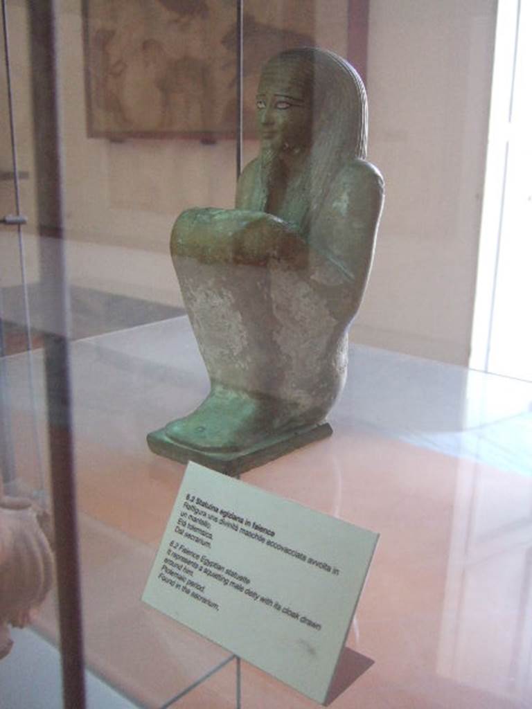 VIII.7.28 Pompeii.  Squatting Egyptian male deity found in the Sacrarium.  
Now in Naples Archaeological Museum.
