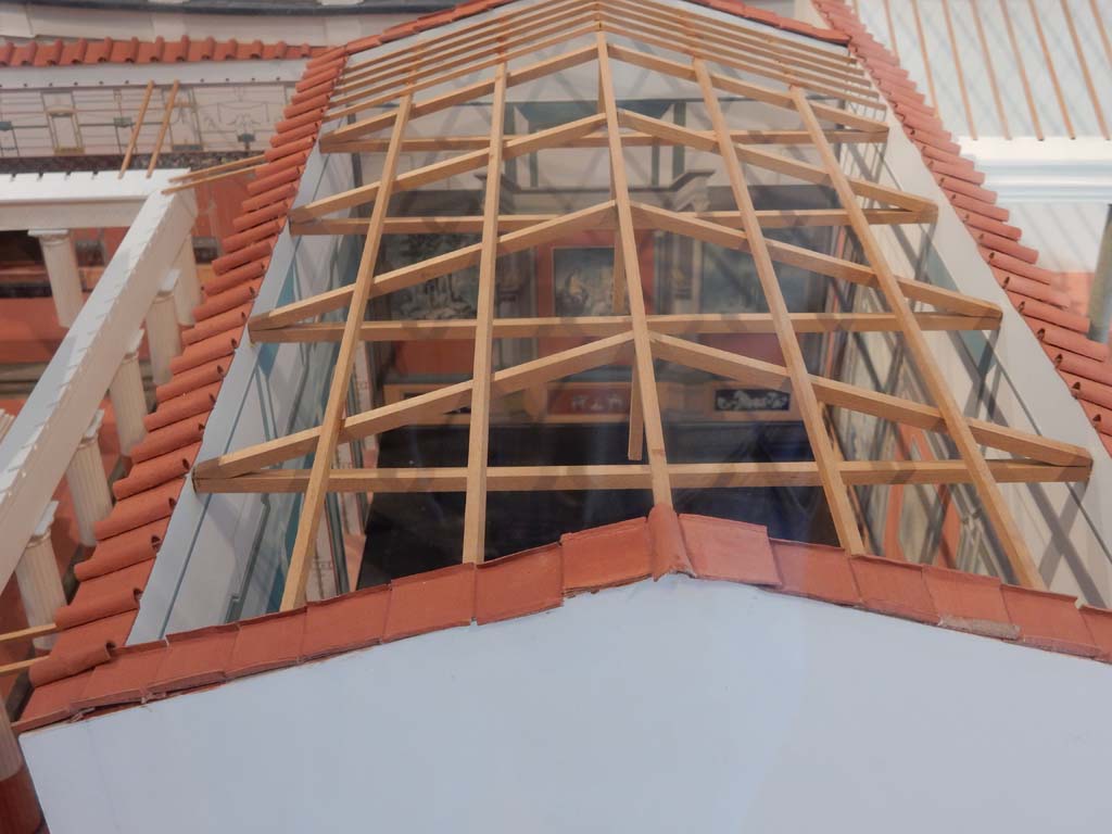 VIII.7.28 Pompeii. June 2019. Ekklesiasterion, with open roof, to show the position of the paintings on the south wall.
Now in Naples Archaeological Museum. Photo courtesy of Buzz Ferebee.