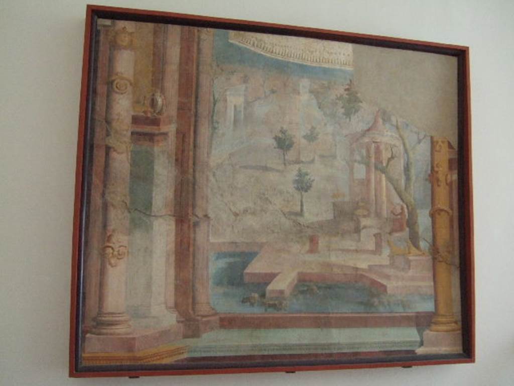 VIII.7.28 Pompeii. Sacred landscape from left (south) panel of the west wall of the Ekklesiasterion. Now in Naples Archaeological Museum. Inventory number SG 1265.