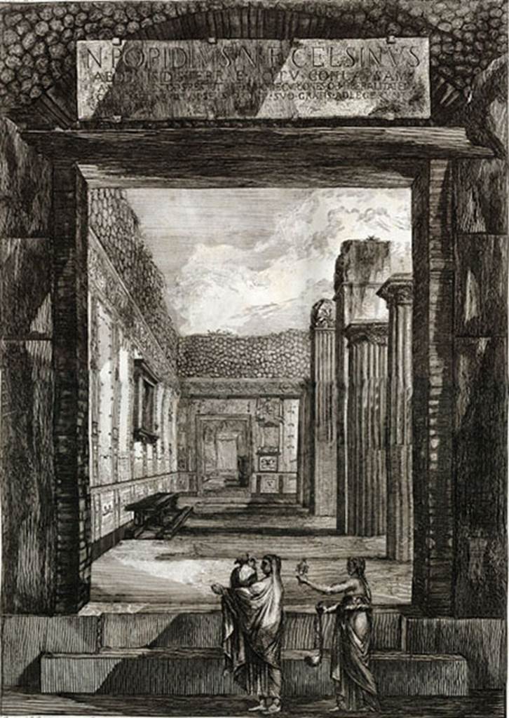 VIII.7.28 Pompeii. 1804. Drawing of view into entrance. 
See Piranesi, F, 1804. Antiquités de la Grande Grèce: Tome II. Paris: Piranesi and Le Blanc. (plate 61).