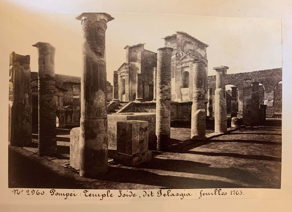 VIII.7.28 Pompeii.
From an album of Michele Amodio dated 1874, entitled “Pompei, destroyed on 23 November 79, discovered in 1745”. 
Looking south-west across temple court from entrance. Photo courtesy of Rick Bauer.