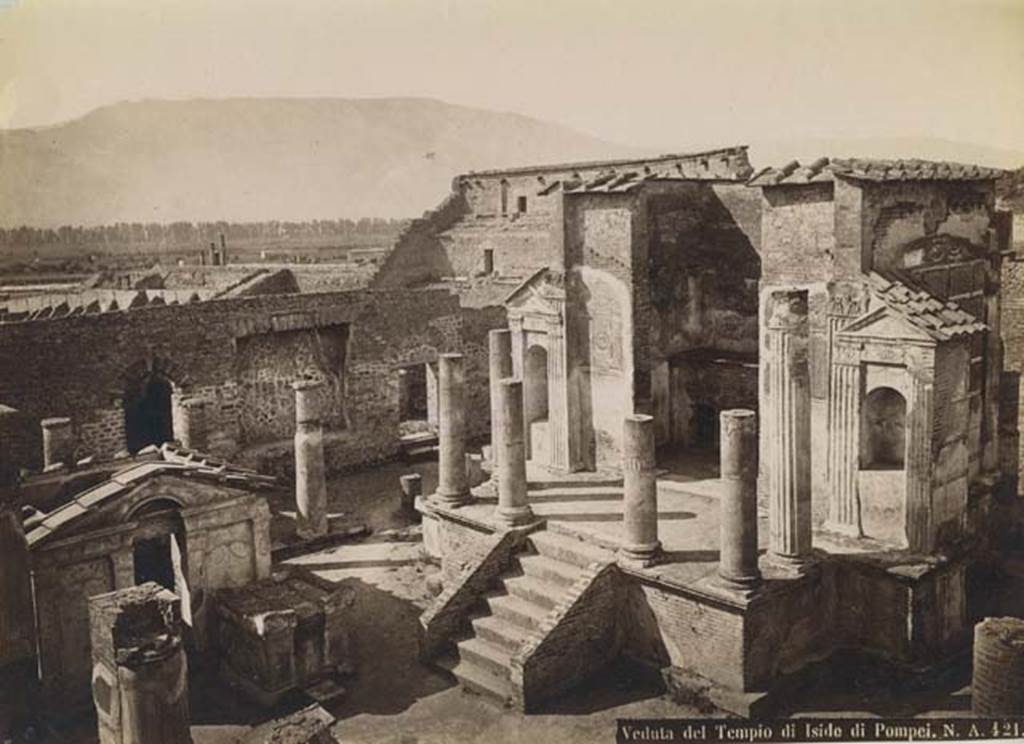 VIII.7.28 Pompeii. Old undated photograph by Mauri. Looking south-west across Temple of Isis. Photo courtesy of Rick Bauer.