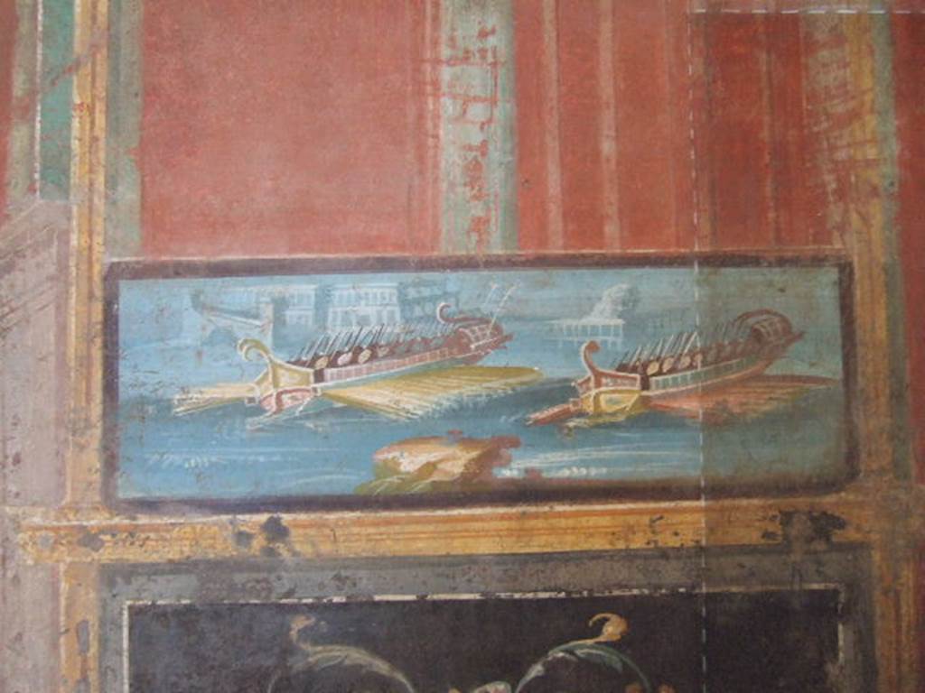 VIII.7.28 Pompeii. South wall of portico. Detail of naval scene. 
Now in Naples Archaeological Museum. Inventory number 8527.
