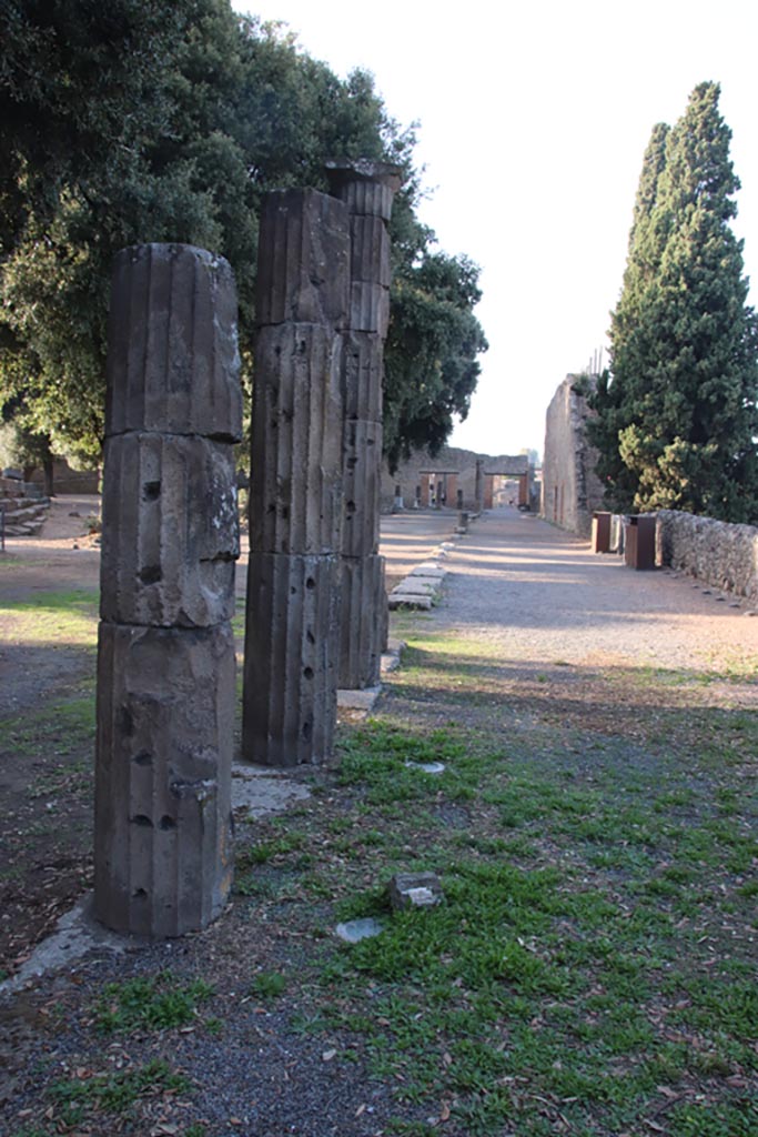 VIII.7.30 Pompeii. October 2023. 
Triangular Forum east side, looking north. Photo courtesy of Klaus Heese.