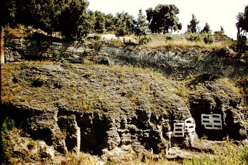 Area of walls near Pompeii Triangular Forum from outside city. 1959. Photo by Stanley A. Jashemski.
Source: The Wilhelmina and Stanley A. Jashemski archive in the University of Maryland Library, Special Collections (See collection page) and made available under the Creative Commons Attribution-Non Commercial License v.4. See Licence and use details.
J59f0413