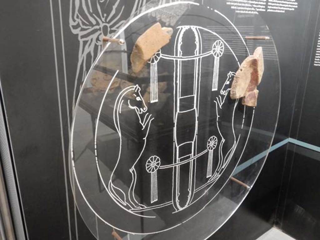VIII.7.31 Pompeii, May 2018. Exhibit of fragments discovered in the excavations.
Photo courtesy of Buzz Ferebee.
