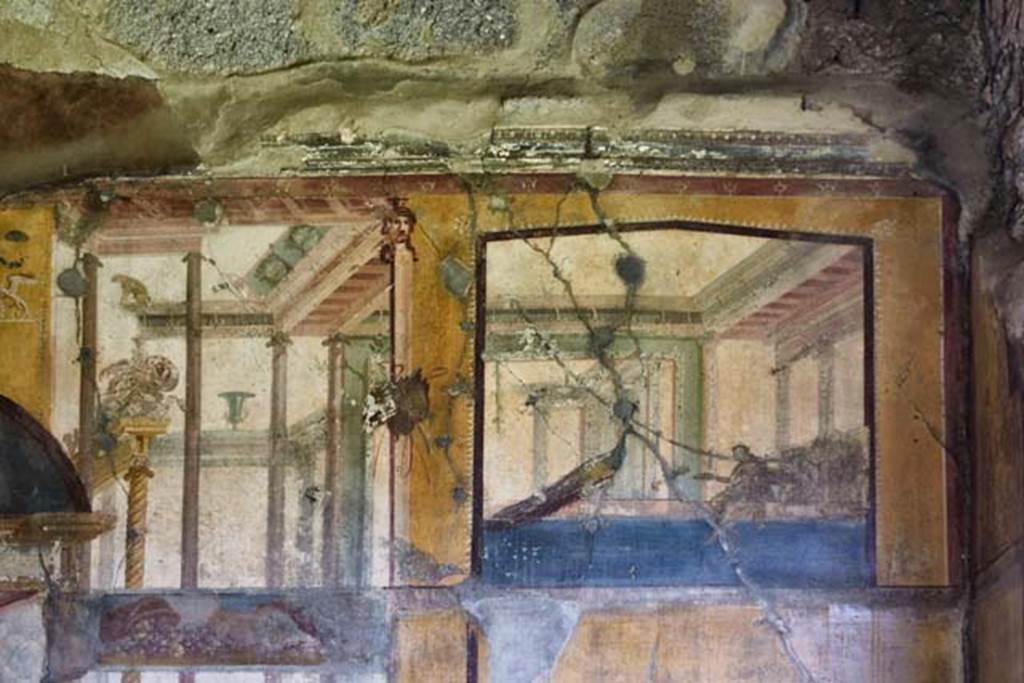 IX.1.7 Pompeii. April 2018. Painted decoration on upper north wall in north-east corner.
Photo courtesy of Ian Lycett-King. Use is subject to Creative Commons Attribution-NonCommercial License v.4 International.
