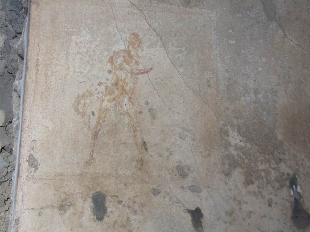 IX.1.20 Pompeii.  December 2007.  Room 9. Remains of wall painting on north wall.  Mau states: Apollo is seen with left foot advanced, striking with his right hand a large cithara which rests against his left shoulder.  
See Mau, A., 1907, translated by Kelsey F. W. Pompeii: Its Life and Art. New York: Macmillan. (p.312).  Schefold identifies it as Apollo.  See Schefold, K., 1962. Vergessenes Pompeji. Bern: Francke. (T.173,3).