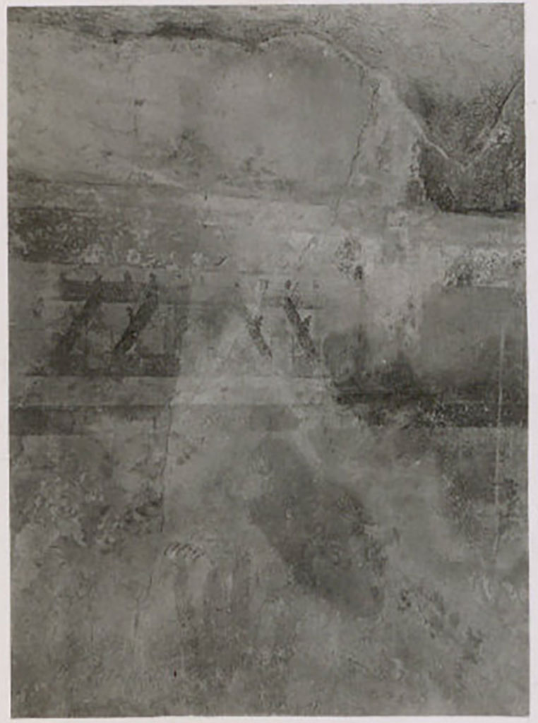 IX.1.22 Pompeii. Pre-1943. Room 19, garden painting from west side of north wall of exedra. 
Photo by Tatiana Warscher.
See Warscher, T. Codex Topographicus Pompeianus, IX.1. (1943), Swedish Institute, Rome. (no.136), p. 236.