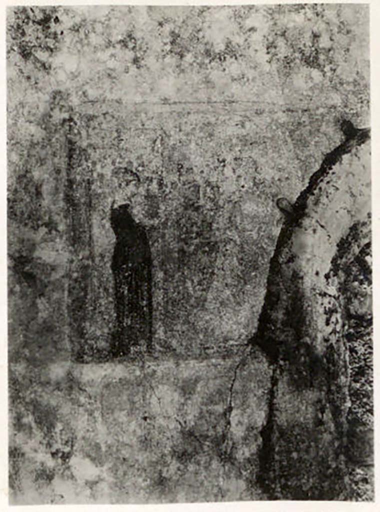 IX.1.22 Pompeii. Pre-1943. Room 23, remains of painting of Toilette di Venere. Photo by Tatiana Warscher.
See Warscher, T. Codex Topographicus Pompeianus, IX.1. (1943), Swedish Institute, Rome. (no.141), p. 244.