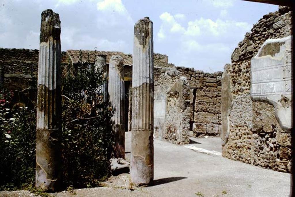 IX.1.22 Pompeii. 1966. Room 24, looking north-east across second peristyle. Photo by Stanley A. Jashemski.
Source: The Wilhelmina and Stanley A. Jashemski archive in the University of Maryland Library, Special Collections (See collection page) and made available under the Creative Commons Attribution-Non Commercial License v.4. See Licence and use details.
J66f0292