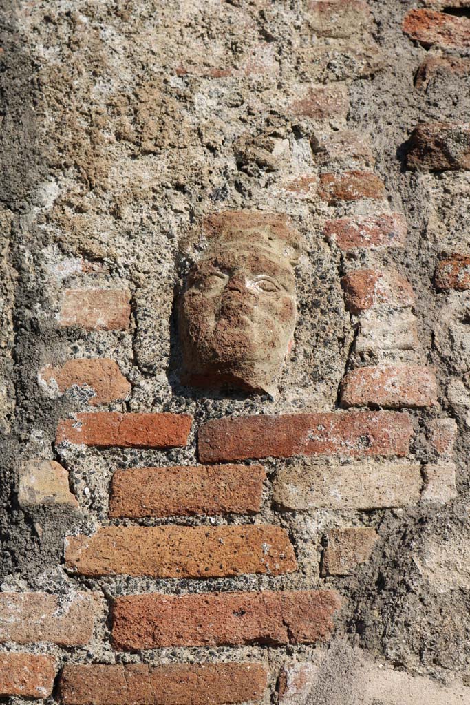 Pilaster between IX.2.2 and IX.2.3 Pompeii. December 2018
Detail of terracotta face. Photo courtesy of Aude Durand.