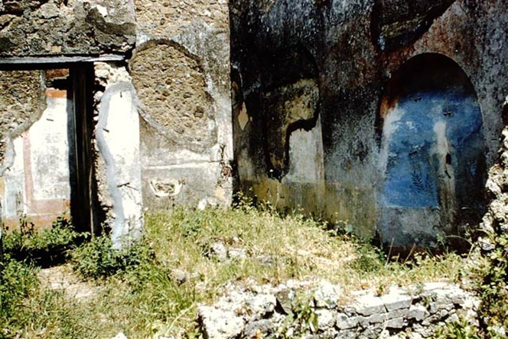 IX.2.7 Pompeii. 1961. Doorway to triclinium, on left, and garden area, on right. Photo by Stanley A. Jashemski.
Source: The Wilhelmina and Stanley A. Jashemski archive in the University of Maryland Library, Special Collections (See collection page) and made available under the Creative Commons Attribution-Non Commercial License v.4. See Licence and use details.
J61f0862