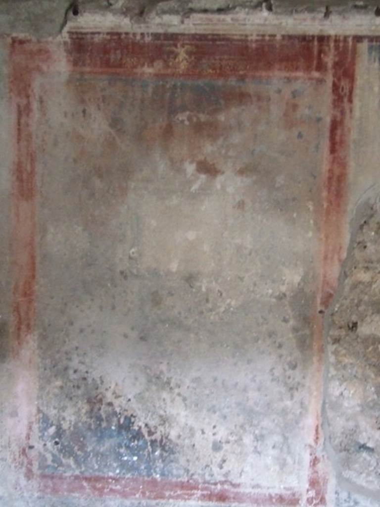 IX.2.10 Pompeii. December 2007. 
Remains of painted central panel of south wall in cubiculum on south side of peristyle.
According to Bragantini, the wall painting in the central panel on the south wall was of Galatea and Polyphemus.
See Bragantini, de Vos, Badoni, 1986. Pitture e Pavimenti di Pompei, Parte 3. Rome: ICCD. (p.410, cubicolo ‘g’)