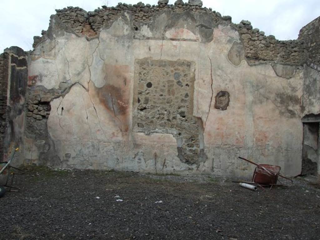 IX.2.16 Pompeii. December 2007. North wall of atrium. The painting of Bellerophon before Proetus was found in the middle of the north wall, and removed. Now in Naples Archaeological Museum.  Inventory number 115399.